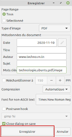 gscan2pdf save